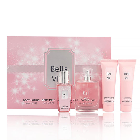 4Pcs Bath & Body Kit - Bath and Body Gift Set for Women & Girls - Ideal Skincare Relaxing Spa Set - Spa Gifts for Women - Spa Kit Birthday Gifts for Women - Body Lotion, Shower Gel, Body Mist