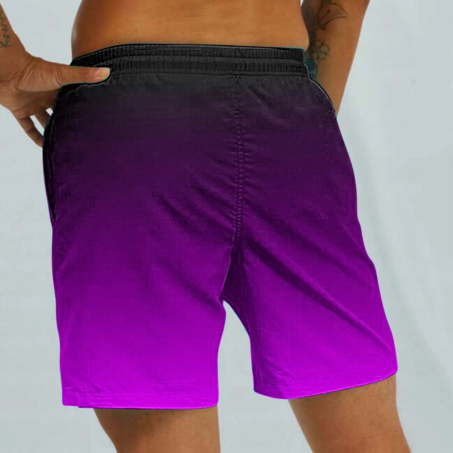 Men'S Swim Trunks Shorts Swimwear Bathing Pants Drawstring Casual Summer Relaxed Pants Gradient Color Teens Boys Fashion Trousers Athletic Clearance Purple XXXXXL