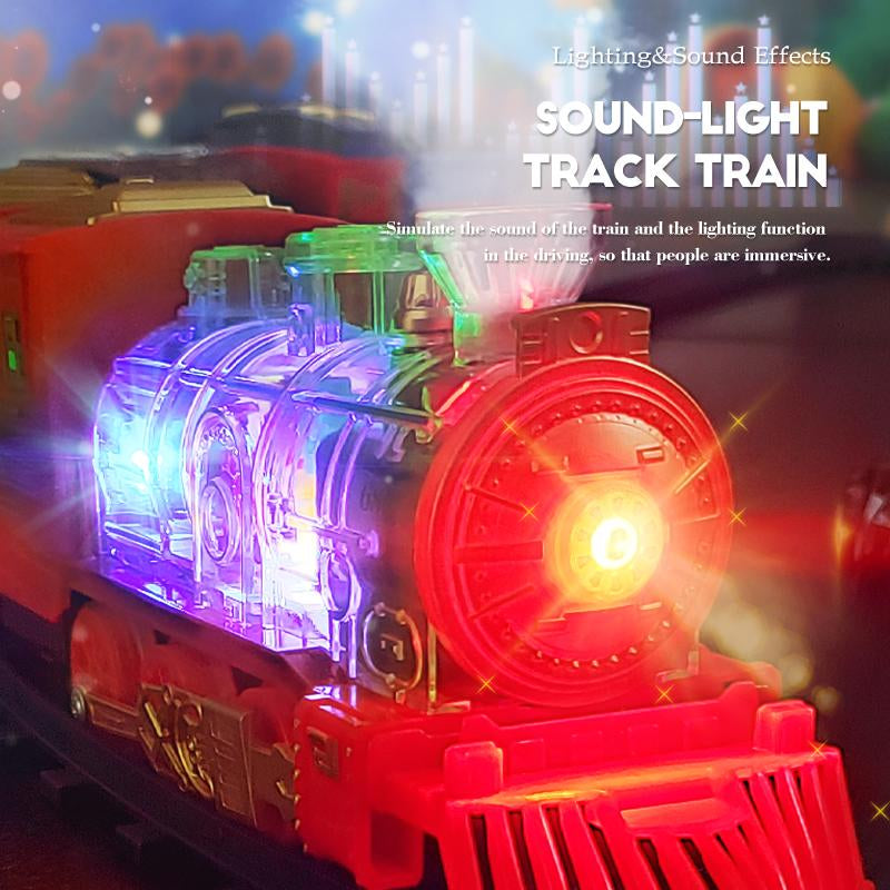 Transparent Steam Train Set, Lights and Sounds, Train Carriages, Tracks, Mini Cars, Children'S Model Train, Suitable for Birthday Gifts for Children Aged 3+