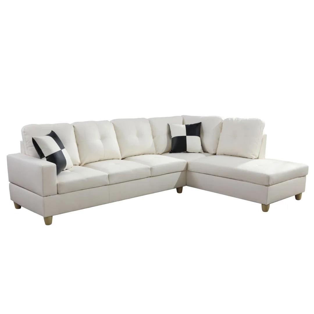 Convertible Sectional Sofa, L Shaped Couch for Small Space Living Room, White(Without Ottoman)