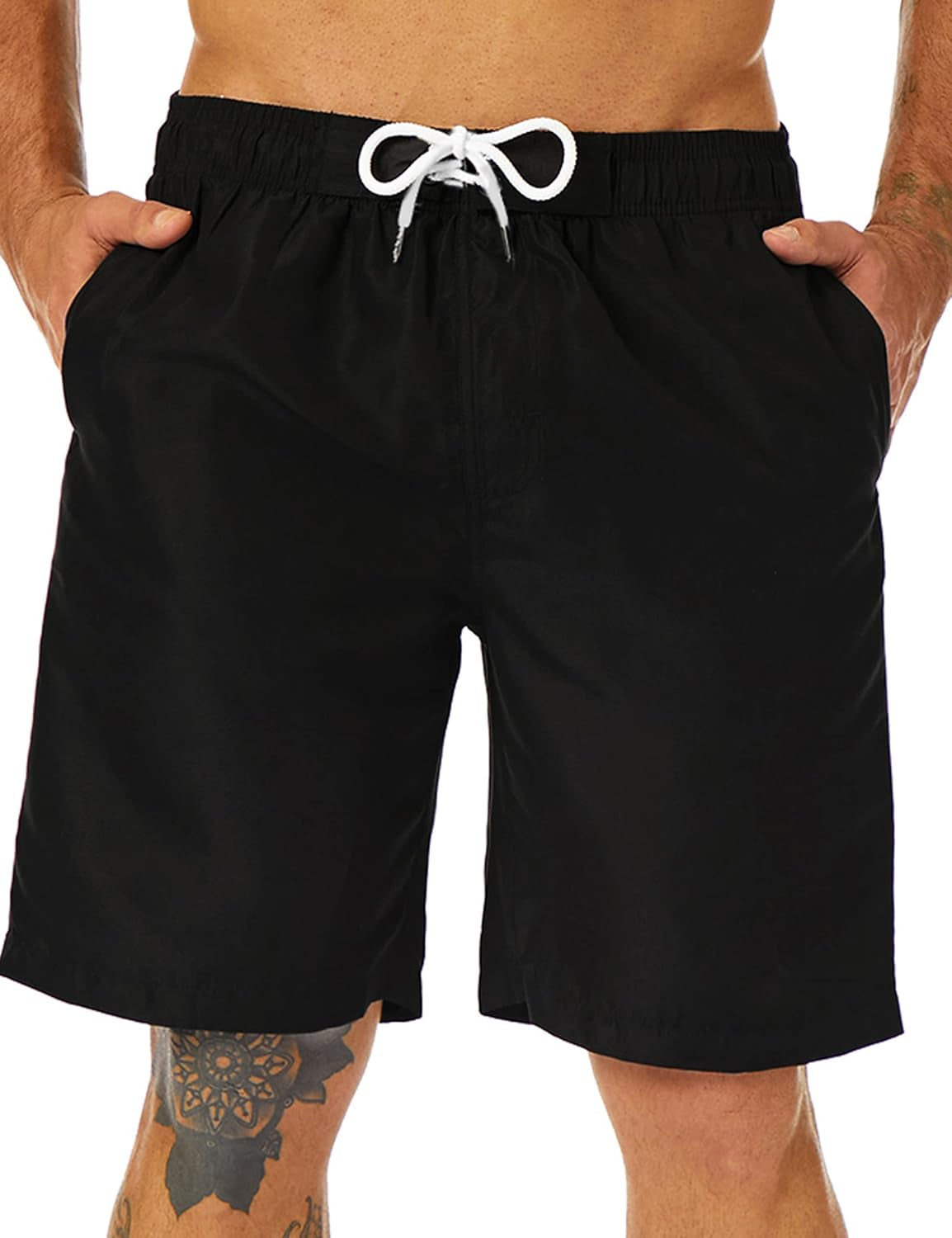 Mens Swim Trunks Long, Quick Dry Mens Boardshorts, 9 Inches Inseam Mens Bathing Suits with Mesh Lining